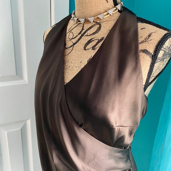 ๐ NWT: Ann Taylor Brown Silk Wrap Halter Top - Picture 2 of 6